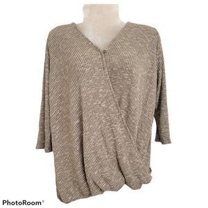 True Heart Maternity Olive  Green Wrap Top Sz L